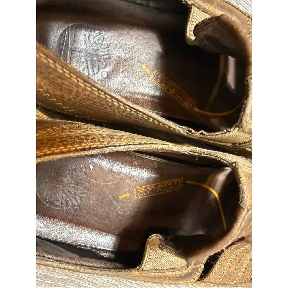 Vtg Y2K Timberland Fisherman Sandals 9 Brown Leather Gorpcore Coastal Grandpa